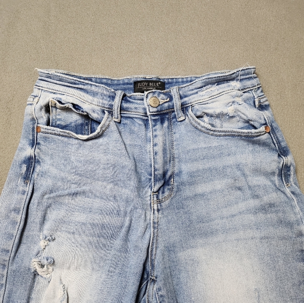 Judy Blue Distressed straight leg jeans Size 5 / 27 - Picture 3 of 12